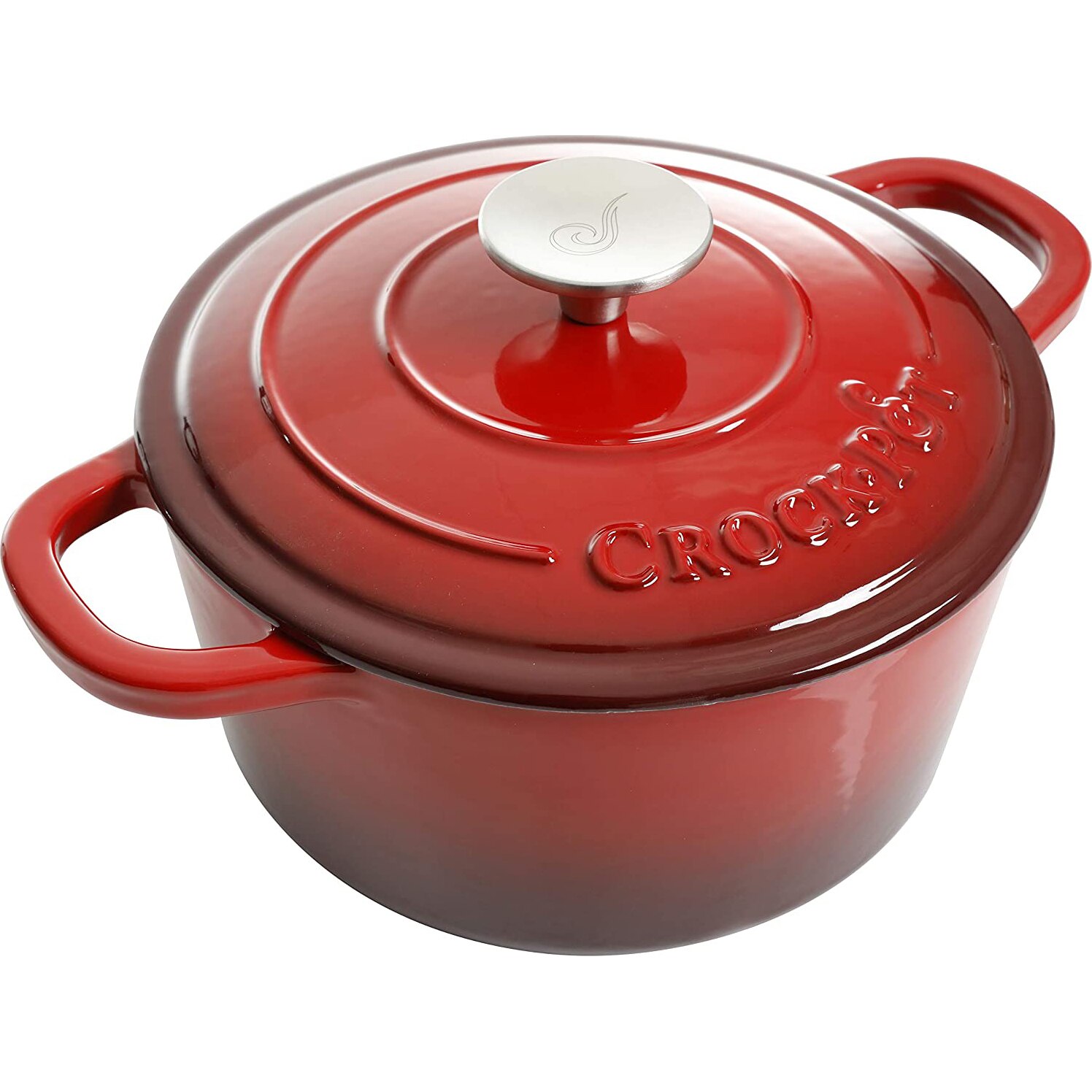 Vas cuptor Crock-Pot, capac, fonta emailata, 2.84L, rotund, rosu